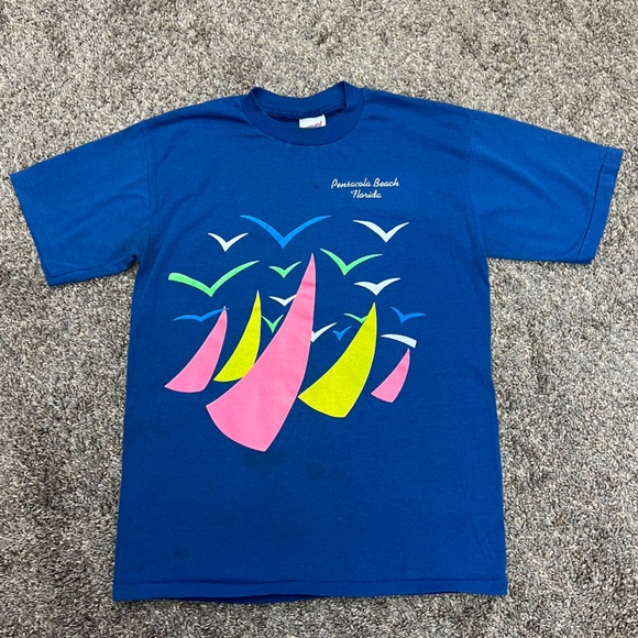 Vintage America Other - vintage shirt mens medium blue short sleeve Pensacola beach FL single stitch USA